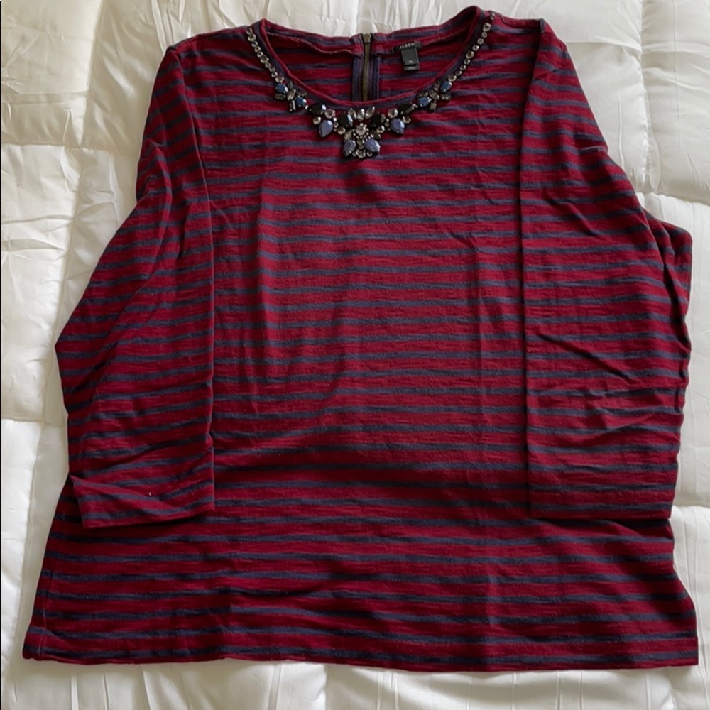 J. Crew Jeweled Neck Top